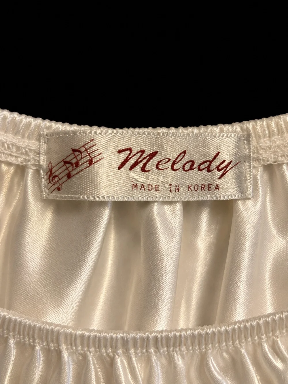 Vintage Cream Satin Midi Skirt with Lace Trim - Picture 2 of 3